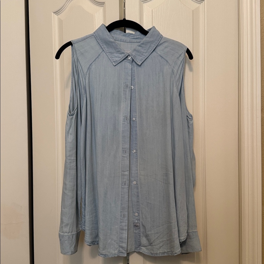 Rails Light Blue Casual cold shoulder blouse